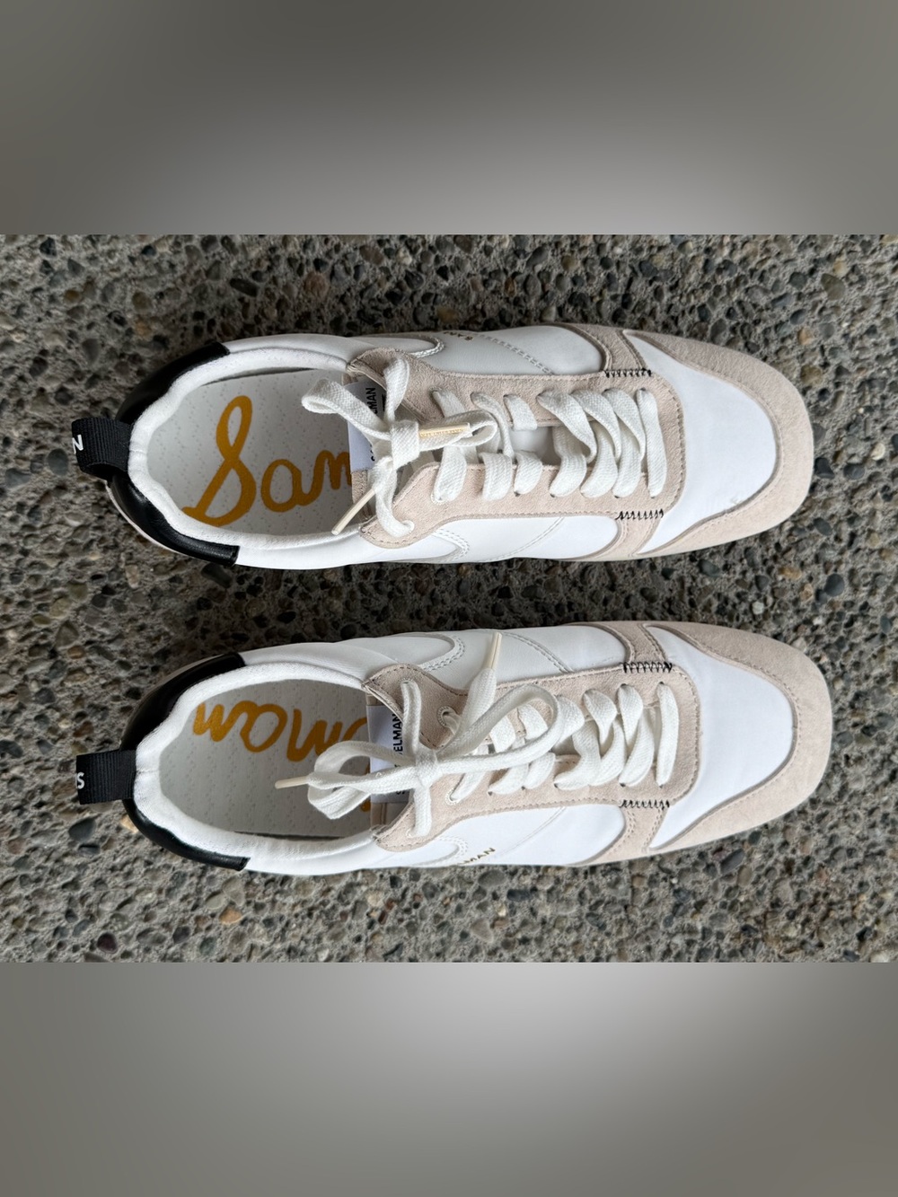 Sam Edelman Zaria Sneakers White Black Suede Leather Size 9 NIB